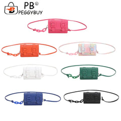 Mini Messenger Bags Women Acrylic Chain Purse with Belt Buckle Handbag