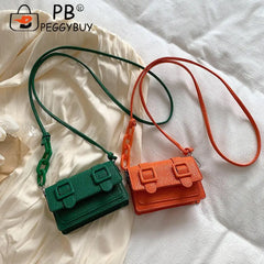 Mini Messenger Bags Women Acrylic Chain Purse with Belt Buckle Handbag