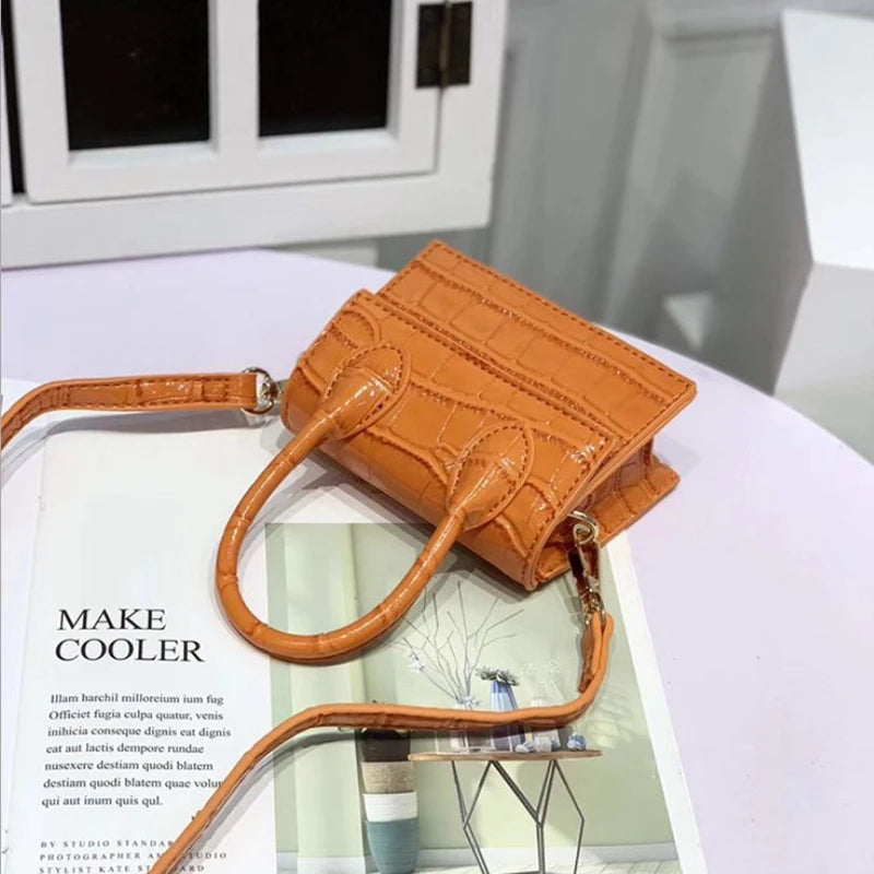 Mini Crocodile Pattern Chain Shoulder Bag High PU Leather Women's Handbag