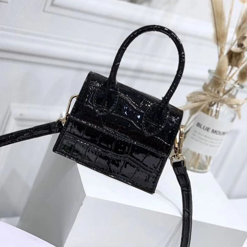 Mini Crocodile Pattern Chain Shoulder Bag High PU Leather Women's Handbag