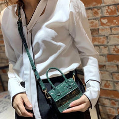 Mini Crocodile Pattern Chain Shoulder Bag High PU Leather Women's Handbag