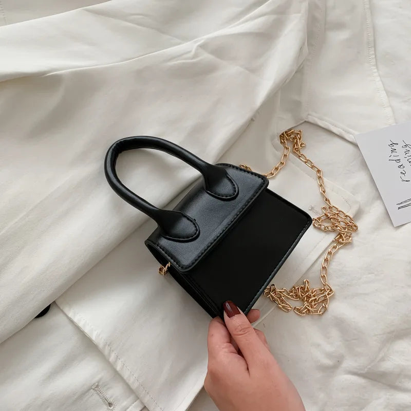 Mini Small Square Bag Bright Shoulder Bag PU Messenger Handbag