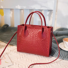 Mini Square Flap Bag High PU Leather Women's Handbag Crocodile Pattern Chain Sho
