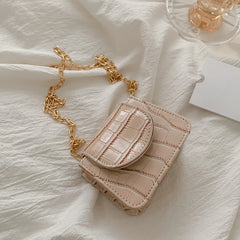 Small Square Flap Bag Crocodile Pattern Chain Shoulder Messenger