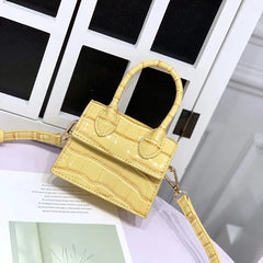 Crocodile pattern Mini Square Bag PU Leather Chain Shoulder Handbag