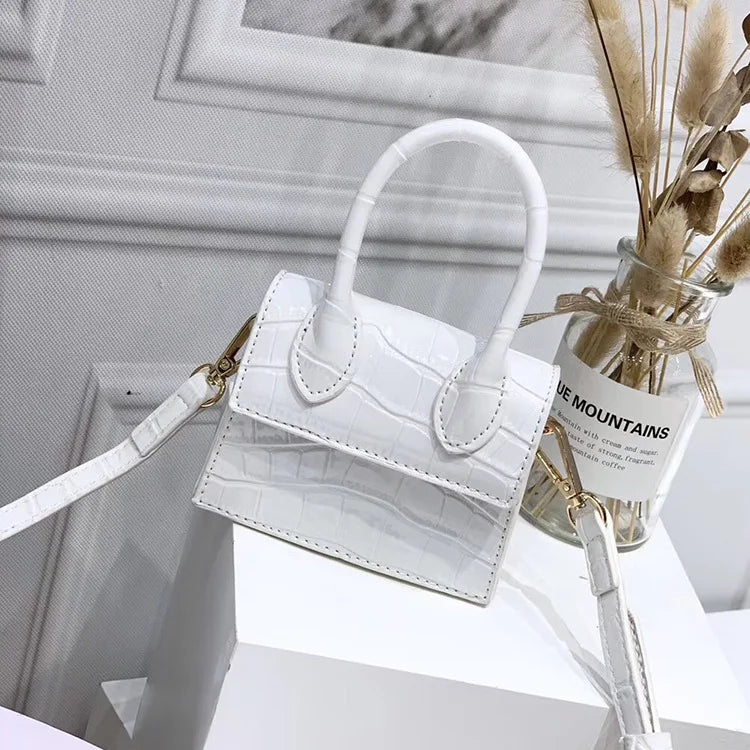 Crocodile pattern Mini Square Bag PU Leather Chain Shoulder Handbag