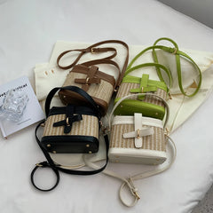 Straw Bucket Bags Summer Crossbody Bags for Women