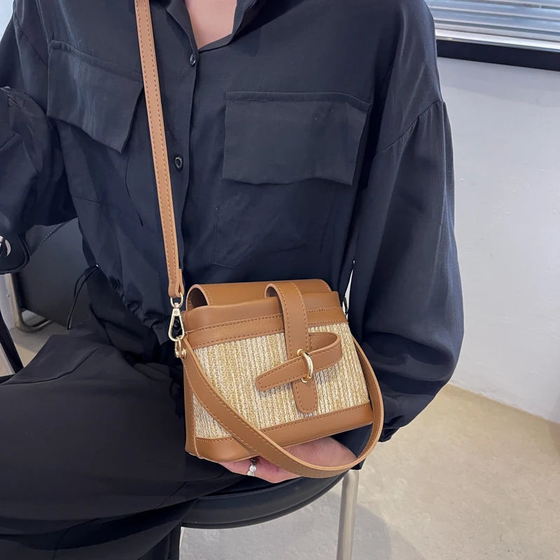 Straw Bucket Bags Summer Crossbody Bags for Women