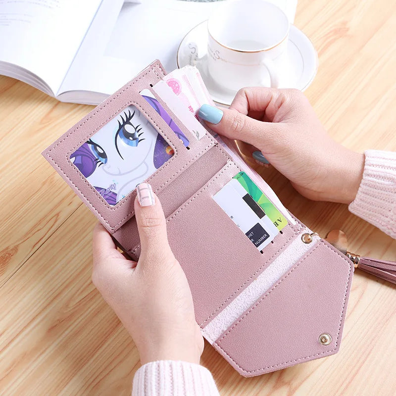 Mini Tassel Wallet Women Purse Short Mini Wallet Students