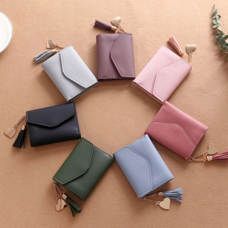 Mini Tassel Wallet Women Purse Short Wallets Students Lovely Purse