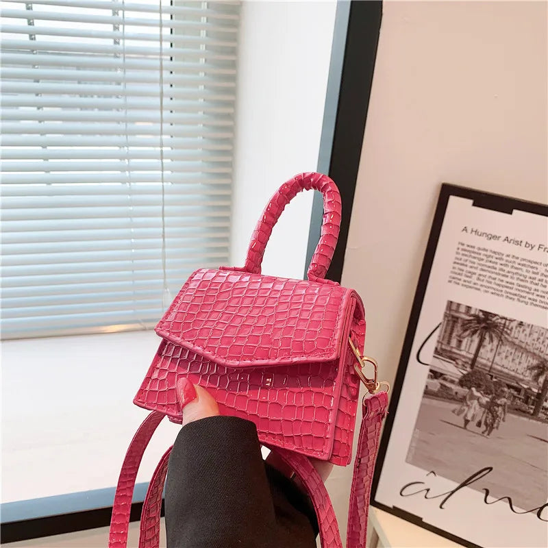 Crocodile Pattern Mini Tote Bag Crossbody Messenger Handbag