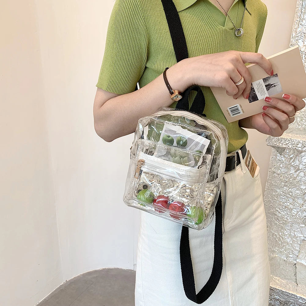 Mini Transparent Backpack PVC School Bag Girls Clear Casual Travel Knapsack