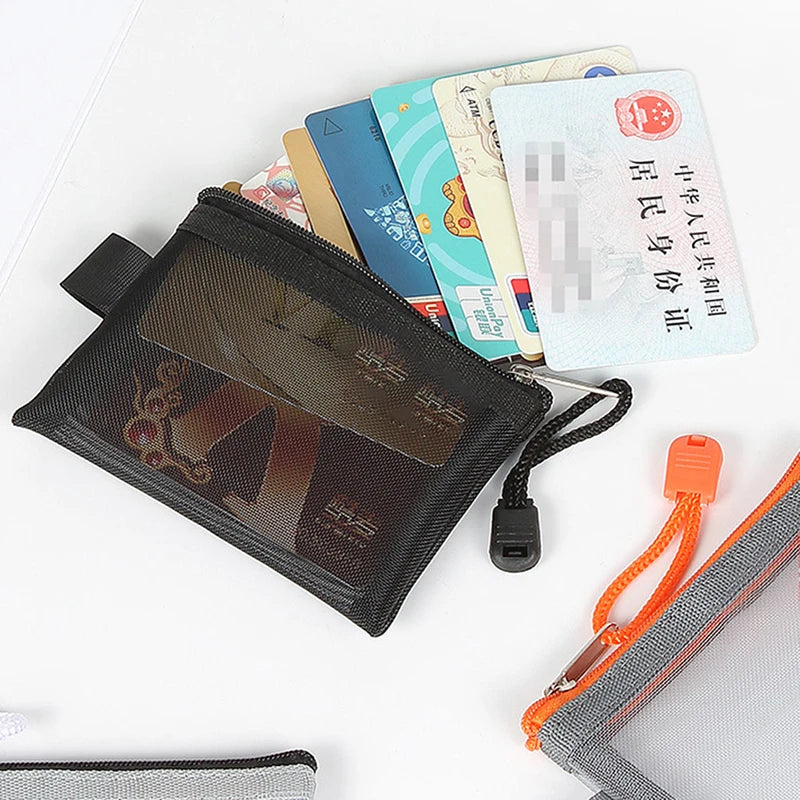Transparent Nylon Mesh Card Bag Credit ID Card Organizer Portable Coin Purse