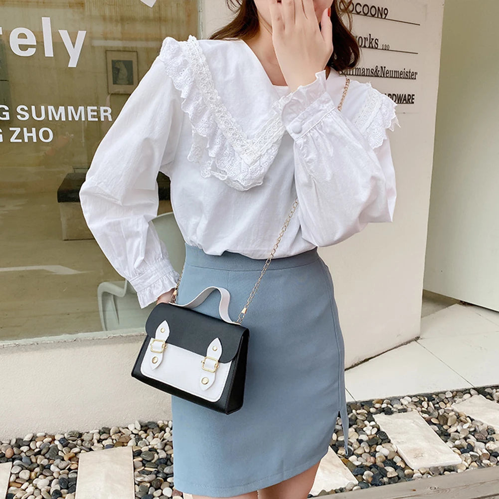 Mini Transparent Square Bag College Style Schoolbag Contrast Female