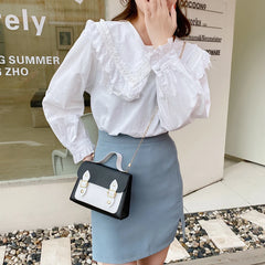 Mini Transparent Square Bag College Style Schoolbag Contrast Female