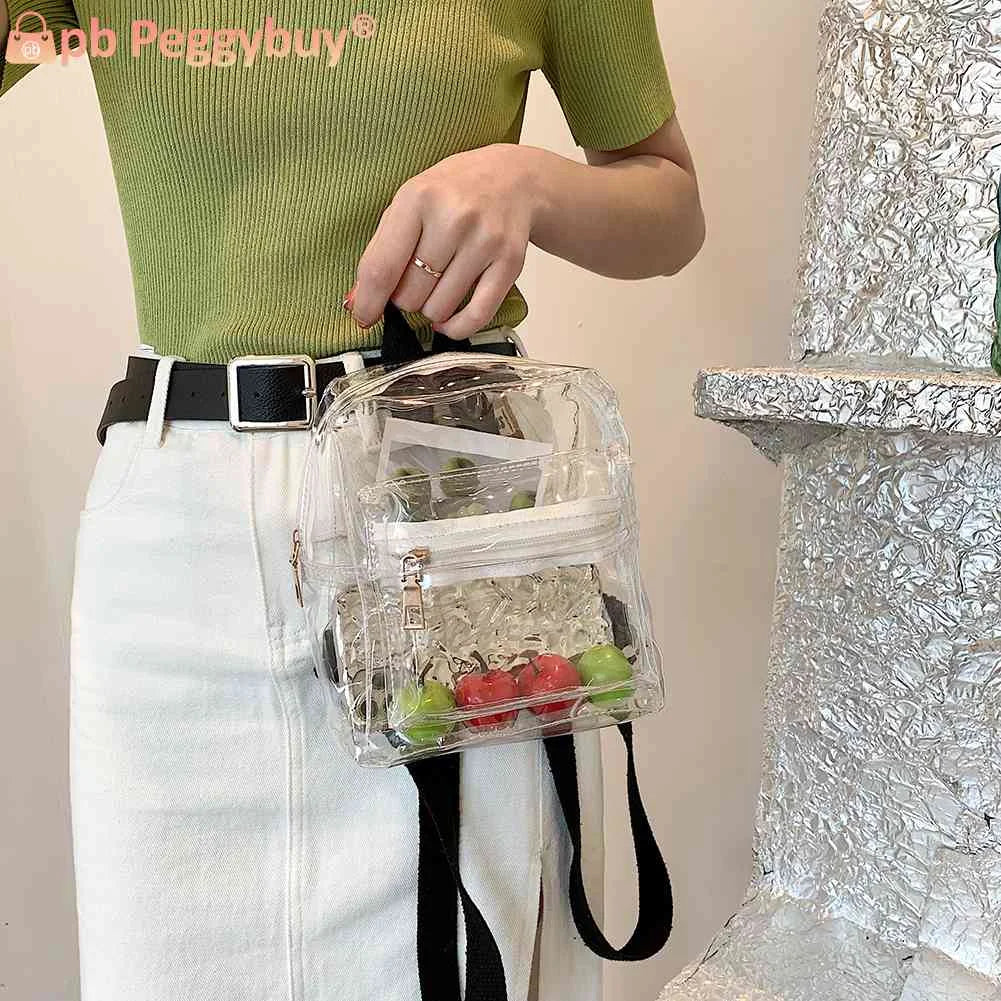 Mini Transparent Women Backpack PVC Kids Girls School Bag
