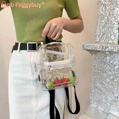 Mini Transparent Women Backpack PVC Kids Girls School Bag
