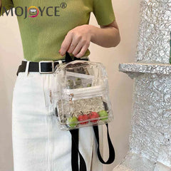 Mini Transparent PVC Women Backpack Kids Girls School Bag