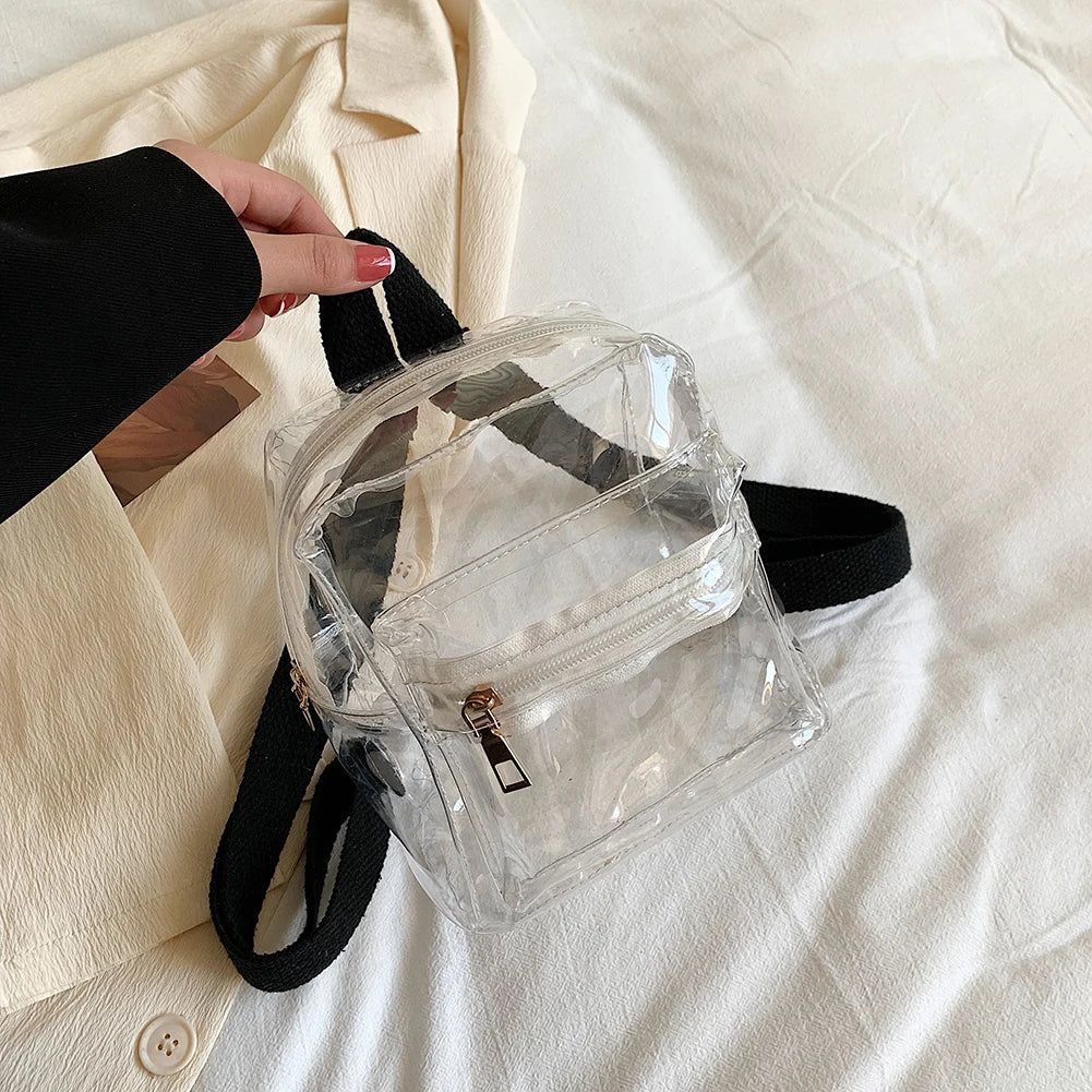 Mini Transparent Women Backpack PVC Girls School Bags Casual Travel Bagpack