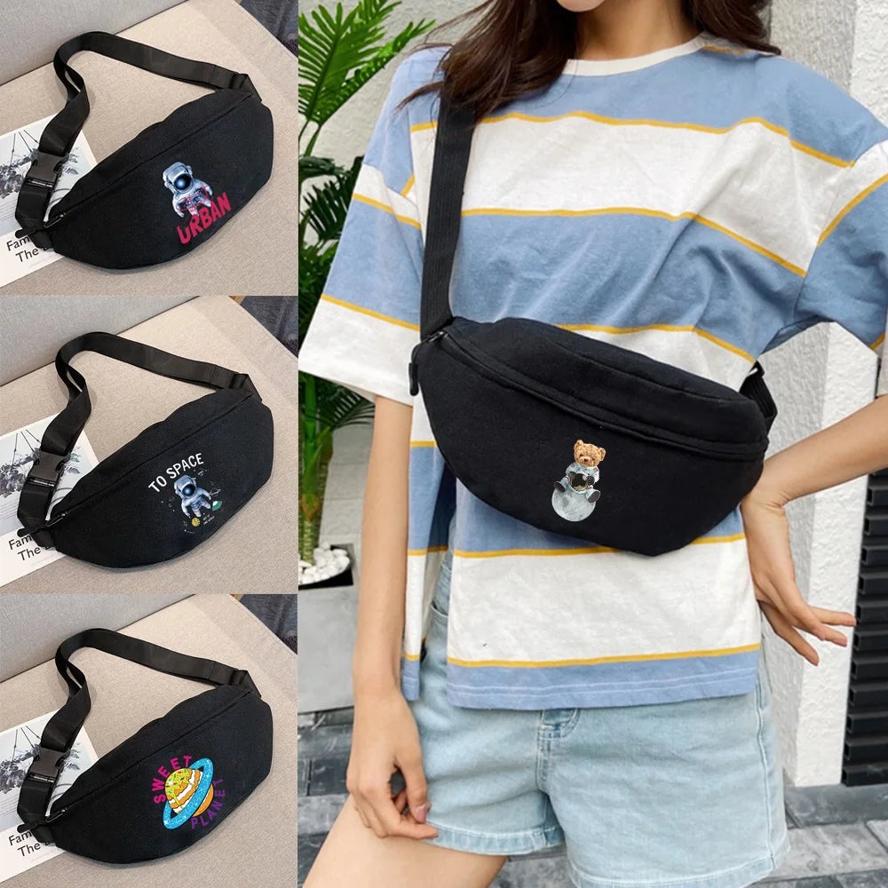 Astronaut Print Waist Bag for Women Gym Sports Running Cycling