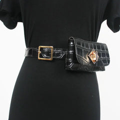 Mini Vintage Crocodile Grain Waist Pack with Coin Bag Fanny Bag