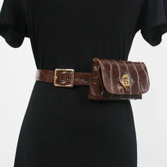 Mini Vintage Crocodile Grain Waist Pack with Coin Bag Fanny Bag