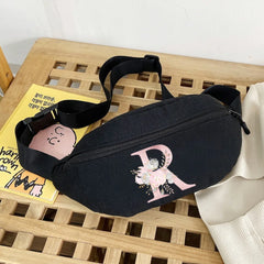 26 Letter Pink Flower Pack Waist Chest Bags Men Women
