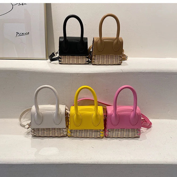 Mini Woman Straw Bag Summer Raffia Woven Handbags and Purses Rattan Beach Bag