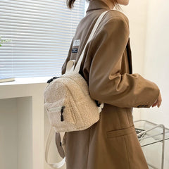 Mini Women Backpack Lamb Wool Plush School Shoulder Bags Travel Rucksack
