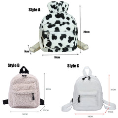 Mini Women Backpack Lamb Wool Plush School Shoulder Bags Travel Rucksack