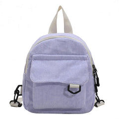 Corduroy Mini Women Backpack Solid Schoolbag Travel Bag