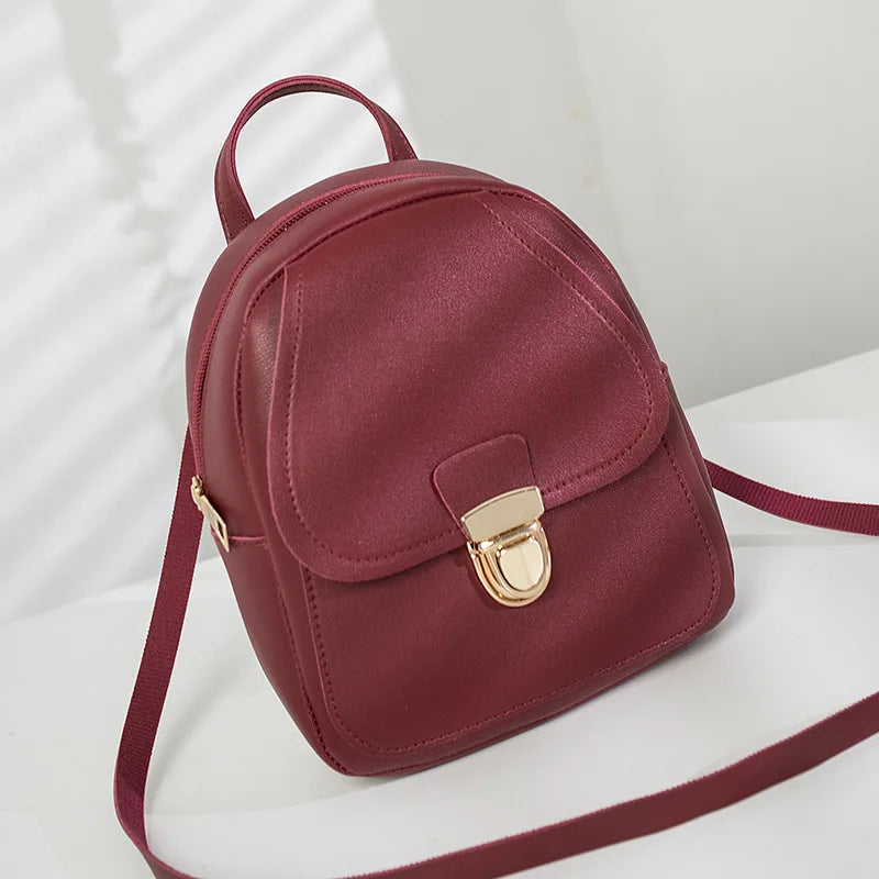 Mini Women Backpack Crossbody Bag PU Leather Multifunction Ladies Phone Pouch