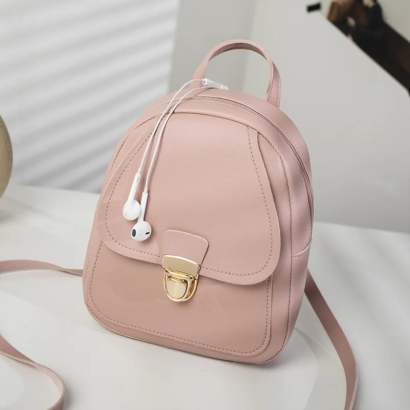 Mini Women Backpack Crossbody Bag PU Leather Multifunction Ladies Phone Pouch
