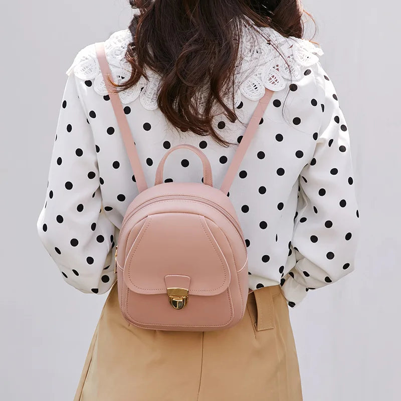 Mini Women Backpack Crossbody Bag PU Leather Multifunction Ladies Phone Pouch