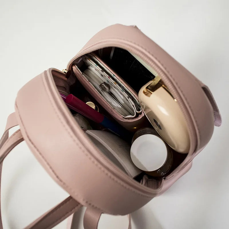 Mini Women Backpack Crossbody Bag PU Leather Multifunction Ladies Phone Pouch