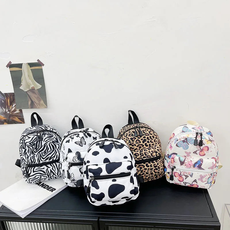 Mini Women Backpacks Nylon Female Bags Animal Printing Small Backpack