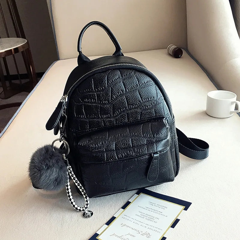 Mini Women Backpacks Soft PU Leather College Students Bags Teen Girls