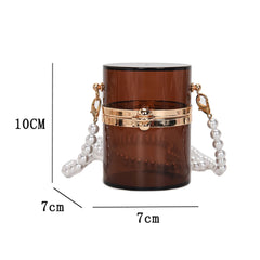 Mini Clear Crossbody Lipstick Bag Pearl Chain Shoulder Purse