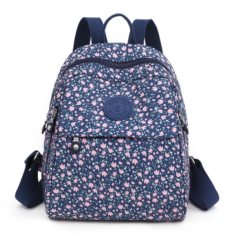 Floral Print Mini Women Backpack Nylon School Bag for Girls