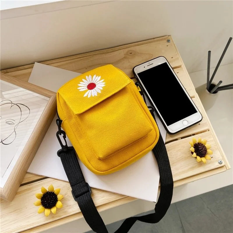 Canvas Cross Body Bag Small Shell Mobile Phone Lady Square Bag