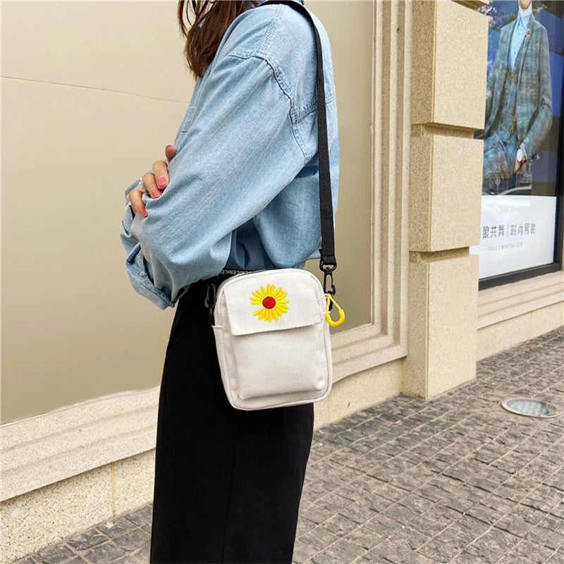 Canvas Cross Body Bag Small Shell Mobile Phone Lady Square Bag