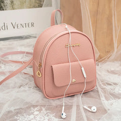 Mini PU Leather Women's Backpack Girls School Backpack