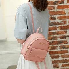 Mini PU Leather Women's Backpack with Headphone Hole