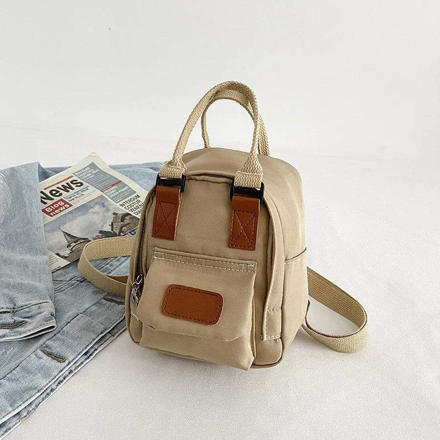Mini Canvas Women's Backpack Small School Bag for Teen Girls