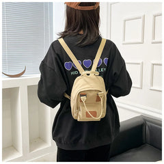 Mini Canvas Women's Backpack Small School Bag for Teen Girls