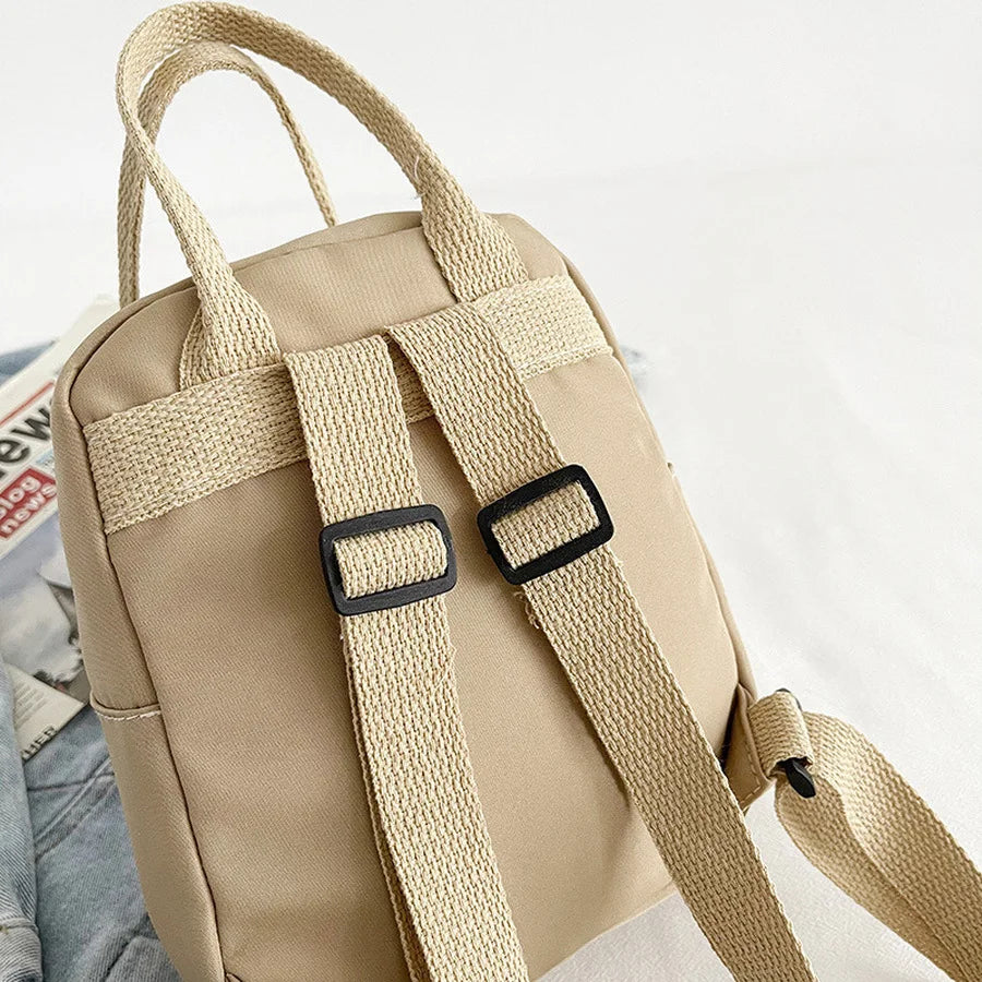 Mini Canvas Women's Backpack Small School Bag for Teen Girls