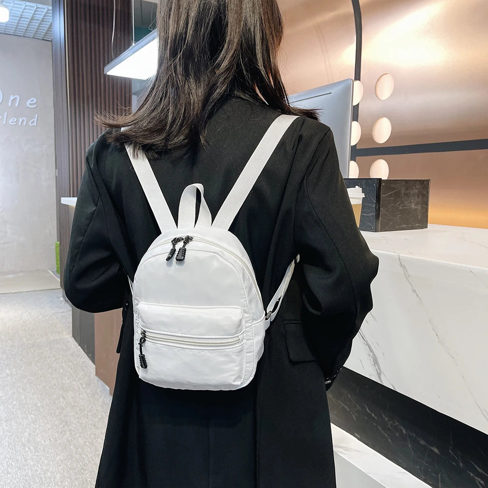 Nylon Women's Mini Backpack Preppy Style School Travel Bag Teen Girls