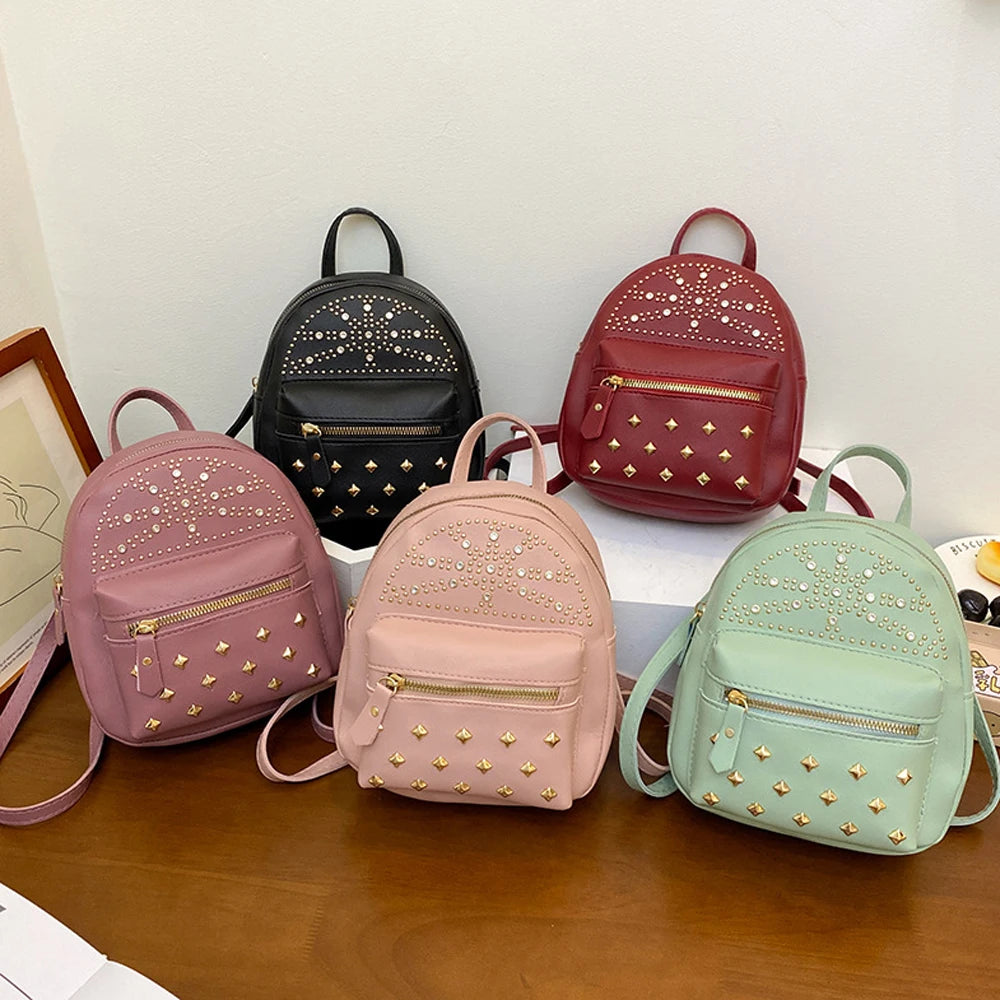 Mini Women's PU Leather Backpack Shoulder Bag Small Schoolbags Phone Purse