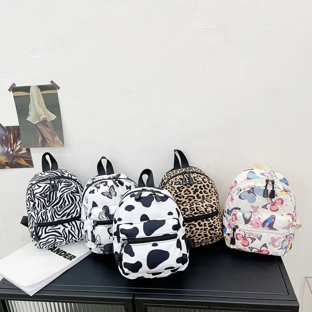 Animal Print Mini Women's Backpack Nylon Teen Girls School Bag