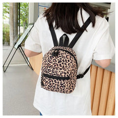 Animal Print Mini Women's Backpack Nylon Teen Girls School Bag